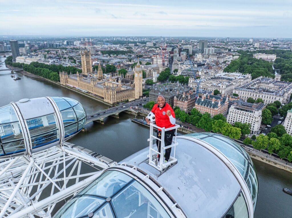 John Barnes raps ‘World in Motion’ on London Eye